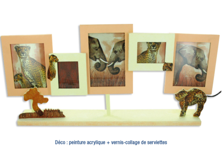 Cadre en bois 5 photos, avec vitres - 10doigts.fr