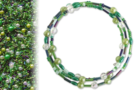 Kit bracelets farandole de perles fantaisie, en camaïeu de verts - 10doigts.fr