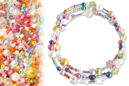 Kit bracelets farandole de perles fantaisie, en camaïeu couleurs pastels - 10doigts.fr