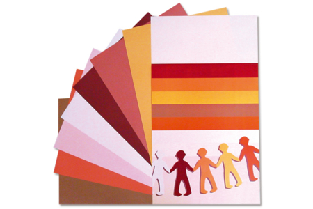 Set de 48 feuilles assorties couleurs des peaux humaines - 10doigts.fr