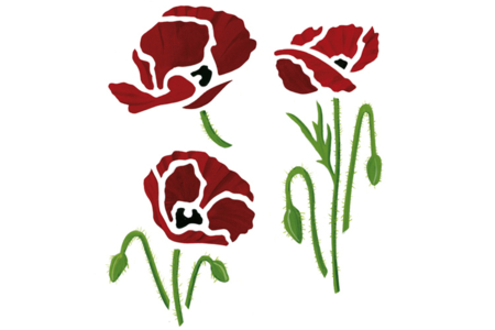 Pochoir Déco adhésif repositionnable Coquelicots - 10doigts.fr