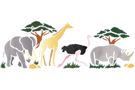 Pochoir Déco adhésif repositionnable Animaux - 10doigts.fr