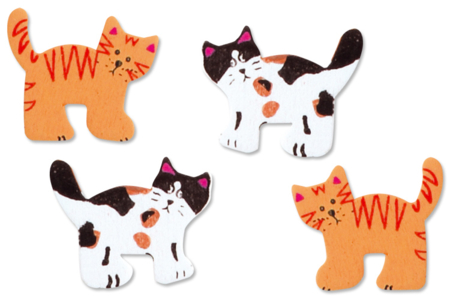 Chats en bois décoré - 10doigts.fr