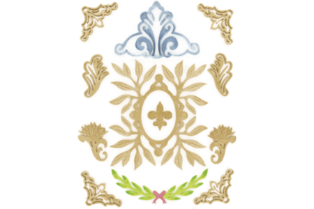Set de 12 motifs décoratifs plats en bois médium (MDF) à décorer : Ornements baroques - 10doigts.fr
