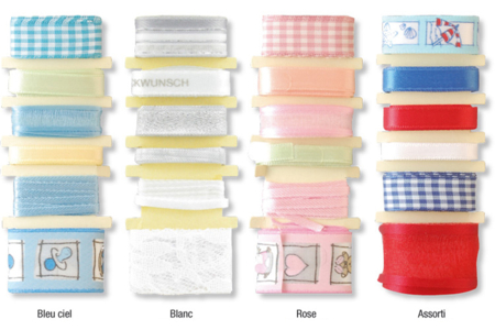 Set de 6 rubans, largeurs, motifs et couleurs assorties - 10doigts.fr