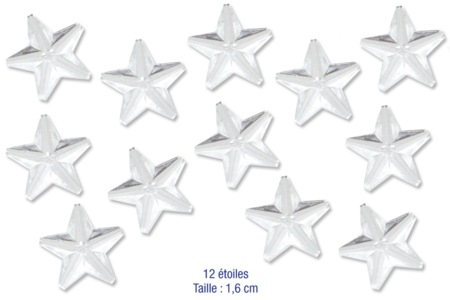 Set de 12 strass cristal étoiles 1,6 cm - 10doigts.fr