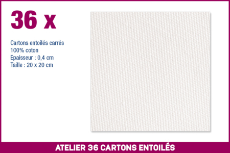 Atelier 36 cartons entoilés 100% coton - 10doigts.fr