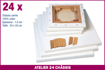 Atelier 24 châssis 20 x 20 cm, 100% coton - 10doigts.fr