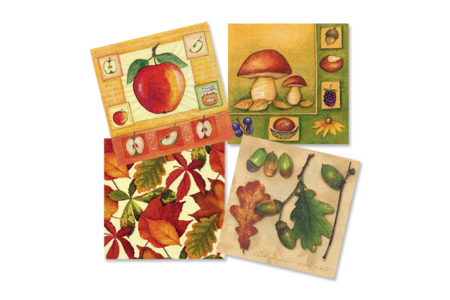 Set de 12 serviettes "Saveurs d'Automne" - 10doigts.fr