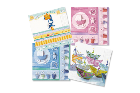 Set de 12 serviettes "Naissance" - 10doigts.fr