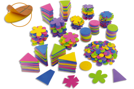 Tubo d'environ 560 formes caoutchouc auto-adhésives thème fleurs, couleurs pastels assorties - 10doigts.fr