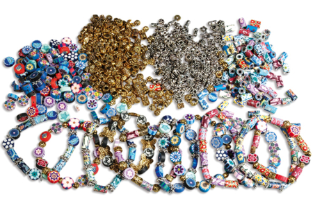 Perles rondelles Millefiori - 100 perles - Perles Pâte polymère – 10doigts.fr