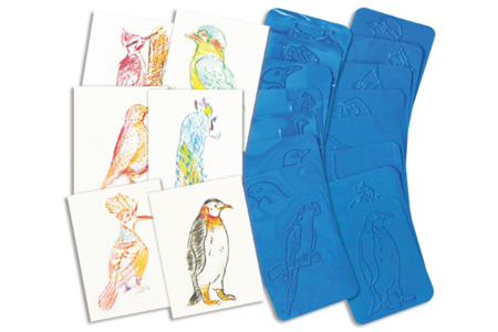 Set de 16 plaques relief oiseaux du monde - 10doigts.fr