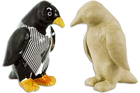Pingouin en carton papier maché - 10doigts.fr
