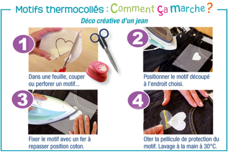 Set de 4 feuilles de tissu thermo-collant - 10doigts.fr