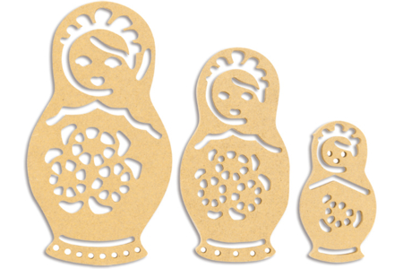 Set de 3 poupées russes en bois médium (MDF) - 10doigts.fr