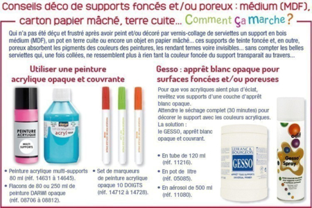 Déco de supports foncés et ou poreux - 10doigts.fr