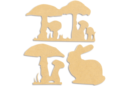 Set champignon et lapin en bois médium (MDF)  - 10doigts.fr