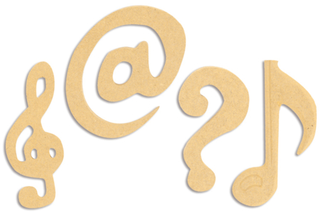 Set de 3 pièces musique + arobase en bois médium (MDF) - 10doigts.fr
