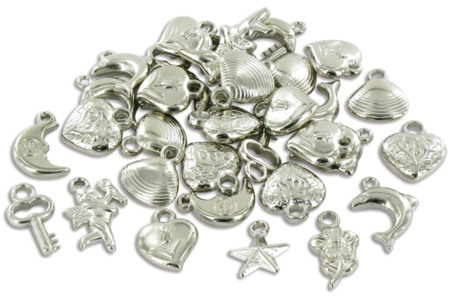 Perles charm's en plastique argenté - Perles métallisées – 10doigts.fr