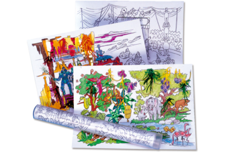 Set de 3 posters à colorier : la jungle, le cirque et l'espace - 10doigts.fr