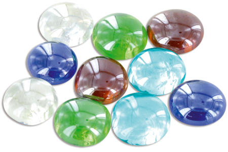 Set de 10 nuggets en verre, 5 couleurs assorties - 10doigts.fr