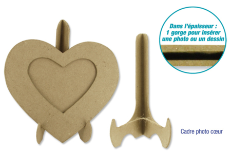 Cadre en carton papier maché coeur ou ovale avec chevalet - 10doigts.fr