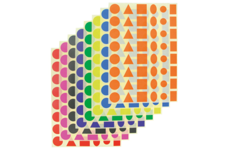 Set de 960 gommettes couleurs et formes géométriques assorties - 10doigts.fr