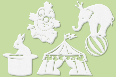 Set de 4 grands motifs "Dentelle de bois" : Cirque - 10doigts.fr