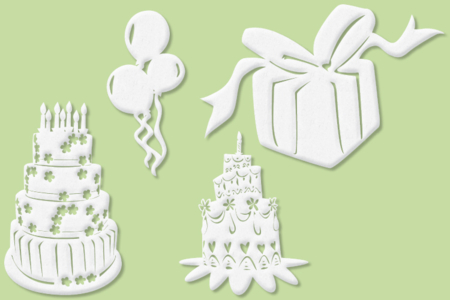 Set de 4 grands motifs "Dentelle de bois" : Anniversaire - 10doigts.fr