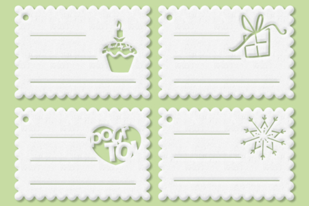 Set de 4 grands motifs "Dentelle de bois" : Tags - 10doigts.fr