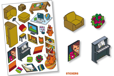 "Scène de vie" Salon : Stickers - 10doigts.fr