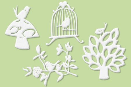 Set de 4 grands motifs "Dentelle de bois" : Oiseaux - 10doigts.fr
