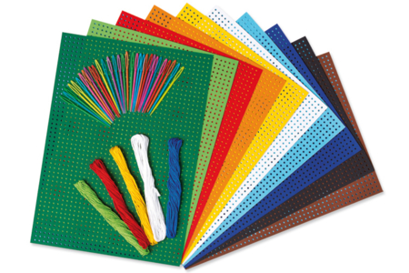 Kit Cartes à broder colorées et ses accessoires - Kits Mercerie – 10doigts.fr