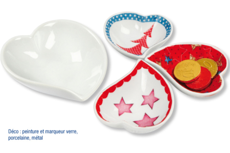 Coupes coeur en porcelaine blanche - 10doigts.fr