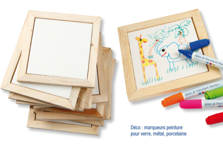 Dessous de plat ou tableau décoratif en porcelaine blanche avec support en bois naturel - 10doigts.fr