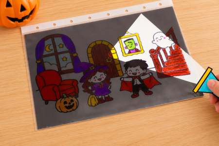 Activite manuelle Manoir hante Halloween Lampe magique - Activités manuelles Halloween – 10doigts.fr