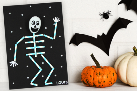 Squelette avec des pailles en carton - Tutos Halloween – 10doigts.fr