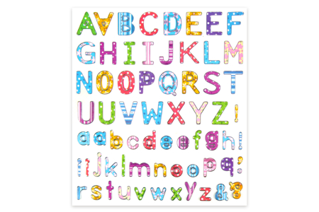 Gommettes Lettres alphabet - 67 lettres - Gommettes Alphabet, messages – 10doigts.fr