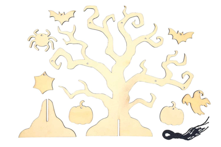 Arbre effrayant et formes en bois - Décorations d'Halloween – 10doigts.fr