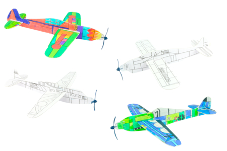 Avions planeurs à colorier - 12 pièces - Supports pré-dessinés – 10doigts.fr