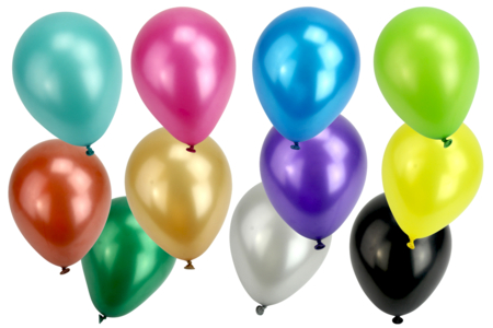 Ballons ronds, couleurs métallisées - 100 ballons - Ballons, guirlandes, serpentins – 10doigts.fr
