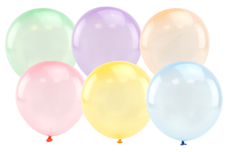 Ballons ronds, couleurs "Bubble" - 60 pièces - Ballons, guirlandes, serpentins – 10doigts.fr