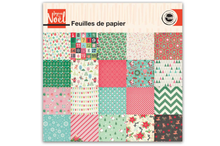 Bloc papier de Noel - 20 feuilles  - Papiers motifs fêtes – 10doigts.fr