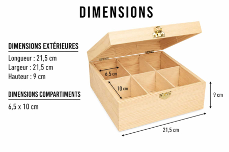 boite à thé dimensions - Boîtes en bois – 10doigts.fr