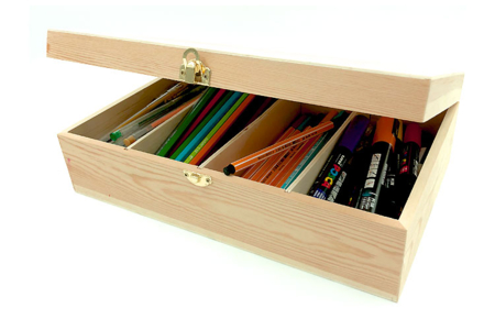 Boîte rectangle 4 cases - 31 x 19.5 cm - Boîtes en bois – 10doigts.fr