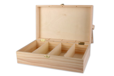 Boîte rectangle 4 cases - 31 x 19.5 cm - Boîtes en bois – 10doigts.fr