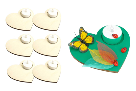 bougeoirs coeurs plats - Bougeoirs en bois – 10doigts.fr