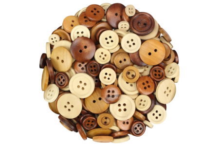 Boutons ronds en bois naturel verni - Set de 300 - Boutons – 10doigts.fr