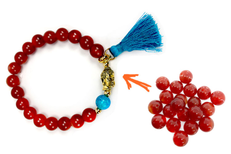 Perles Agate rouge - 48 perles - Perles Lithothérapie – 10doigts.fr